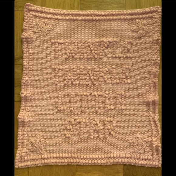 Crochet Baby Afghan. Twinkle Twinkle Little ⭐️ - Pink - Picture 1 of 4